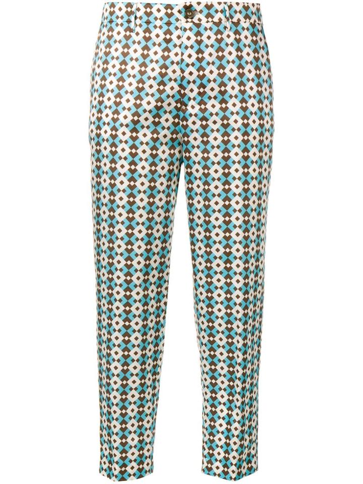 Berwich Geometric Pattern Trousers - Brown