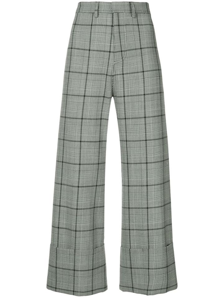 Sea Cropped High Waisted Cuffed Trousers - Multicolour
