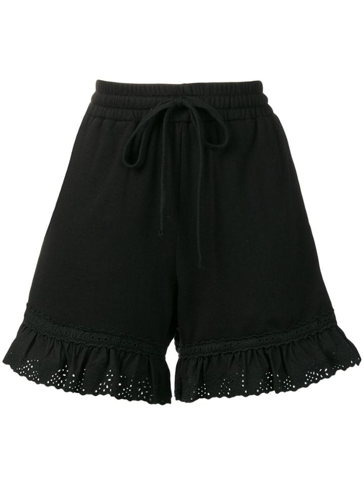 Mcq Alexander Mcqueen Ruffle Hem Shorts - Black