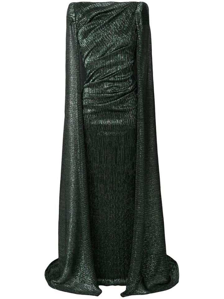 Talbot Runhof Laminated Cape Gown - Green