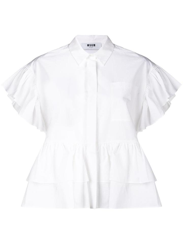Msgm Frill Trim Shirt - White