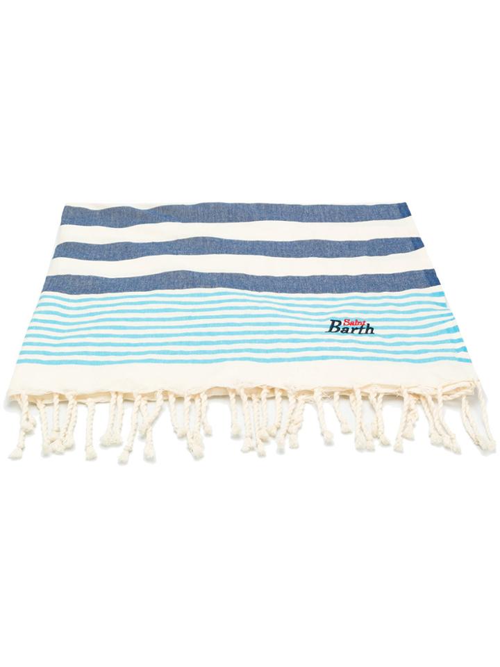 Mc2 Saint Barth Striped Logo Beach Towel - Nude & Neutrals
