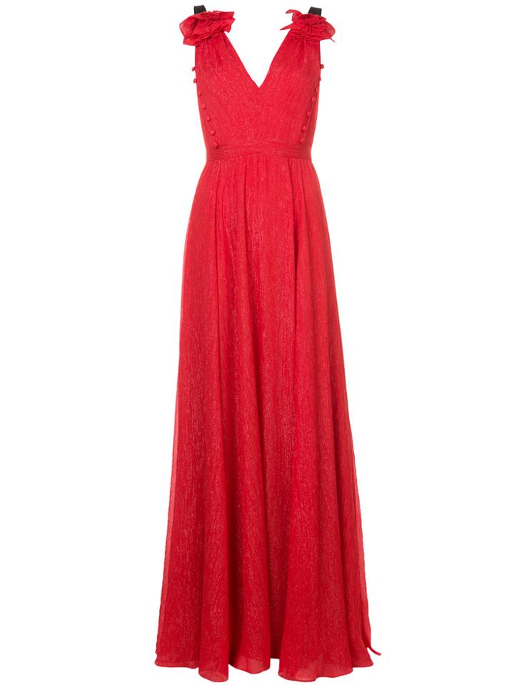 Prabal Gurung Deep V-neck Gown - Red