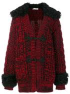 Philosophy Di Lorenzo Serafini Fur Trim Knitted Coat - Red
