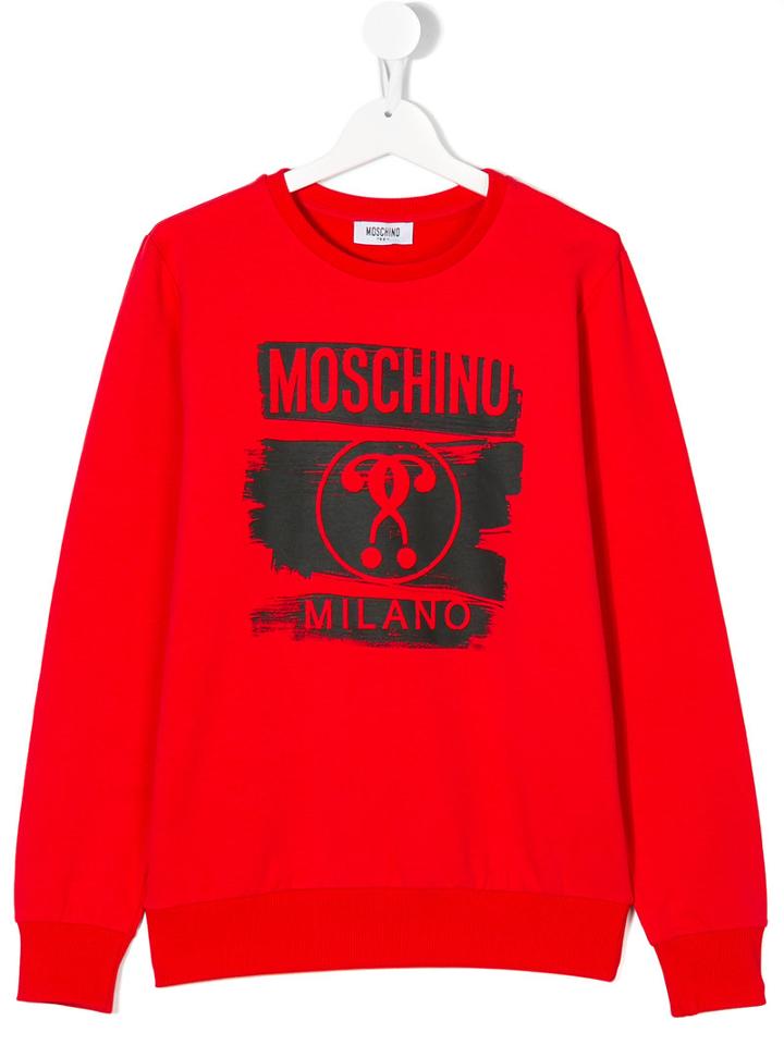 Moschino Kids - Question Mark Logo Sweatshirt - Kids - Cotton/spandex/elastane - 14 Yrs, Red