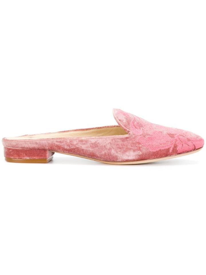 Alexandre Birman Leaf Embroidered Mules - Pink