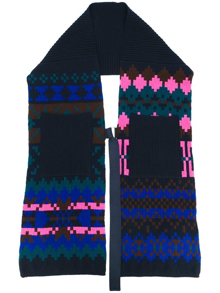 Sacai Pixel Instarsia Scarf, Men's, Wool