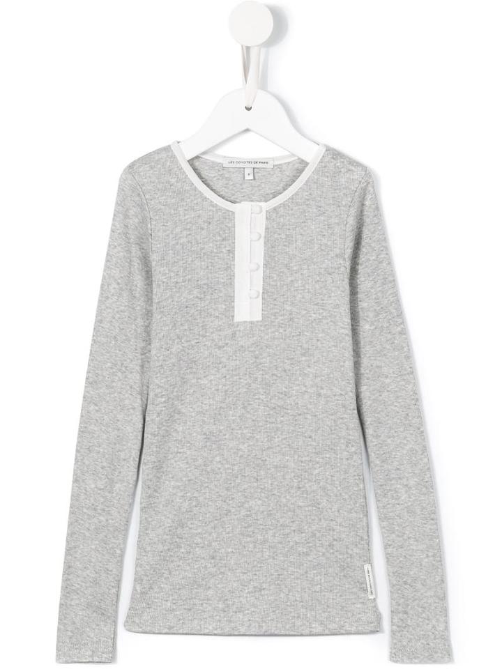 Les Coyotes De Paris Contrast Collar Polo Top, Girl's, Size: 10 Yrs, Grey