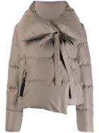 Bacon Wide Collar Puffer Jacket - Grey