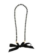 Chanel Pre-owned Ribbon Detail Necklace - Black