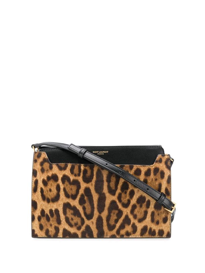Saint Laurent Leopard Print Shoulder Bag - Black