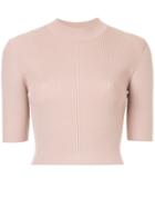 Dion Lee Fitted Short Sleeve Knit Rib Top - Pink & Purple