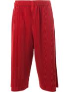 Homme Plissé Issey Miyake Pleated Cropped Trousers, Size: 2, Red, Polyester