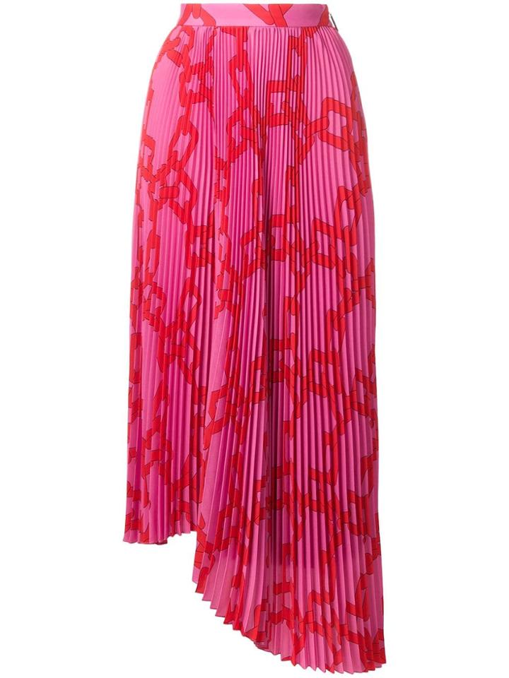 Msgm Asymmetric Pleated Skirt - Pink & Purple