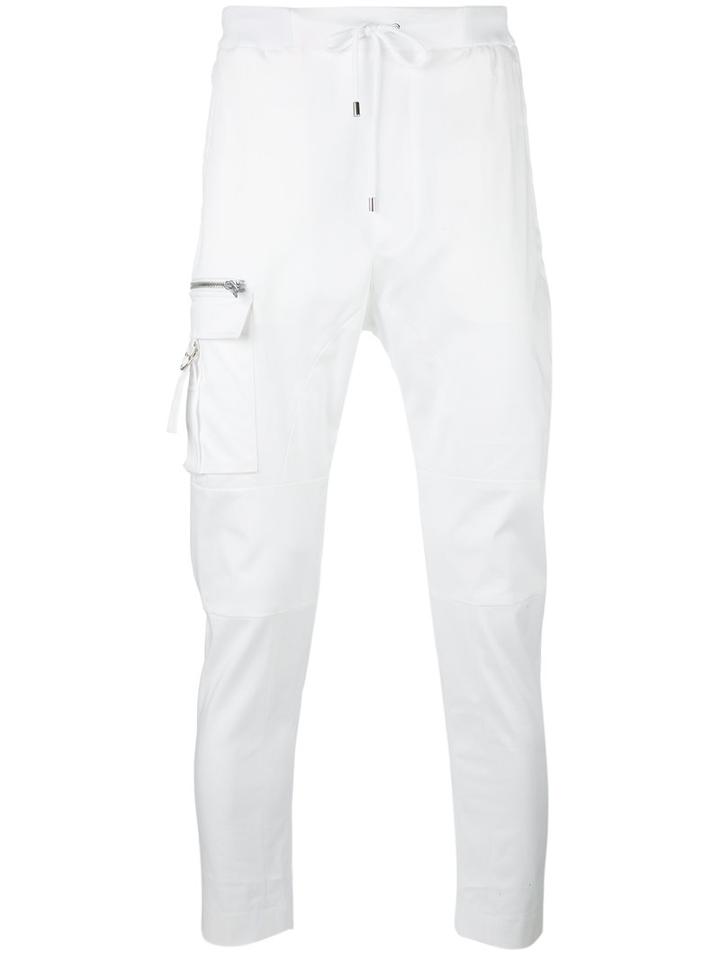 Les Hommes Urban Thigh Pocket Drawstring Trousers, Men's, Size: 46, White, Cotton/spandex/elastane
