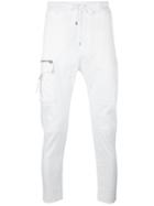 Les Hommes Urban Thigh Pocket Drawstring Trousers, Men's, Size: 46, White, Cotton/spandex/elastane