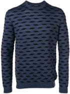 Emporio Armani Patterned Fine Knit Sweater - Blue