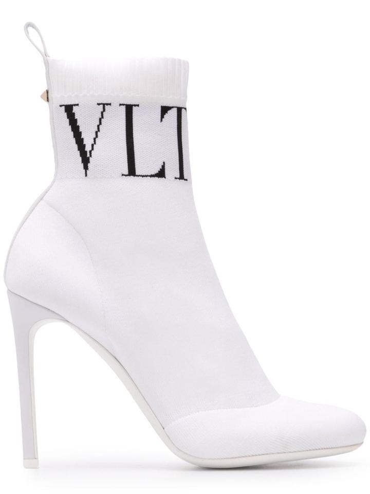 Valentino Valentino Garavani Vltn Sock Ankle Boots - White