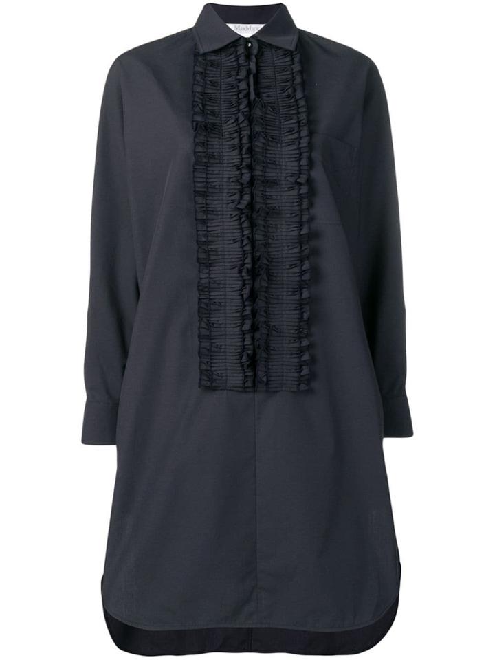 Max Mara Pleated Bib Shirt Dress - Blue