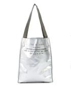Rag & Bone Metallic Logo Print Shopper Tote Bag - Silver