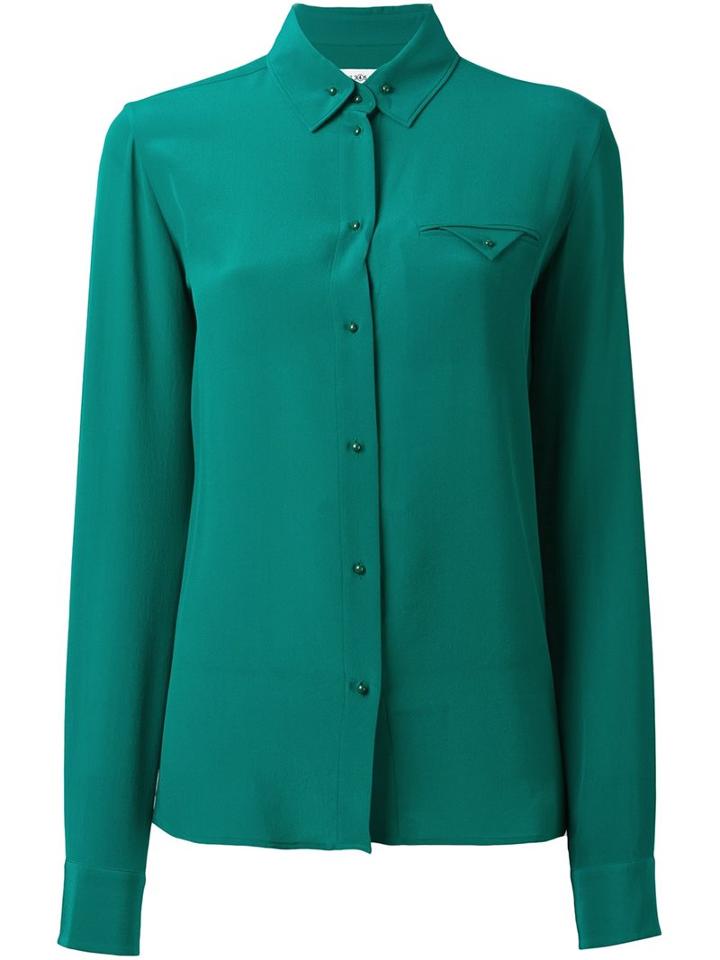 Maison Margiela Chest Pocket Shirt, Women's, Size: 44, Green, Silk
