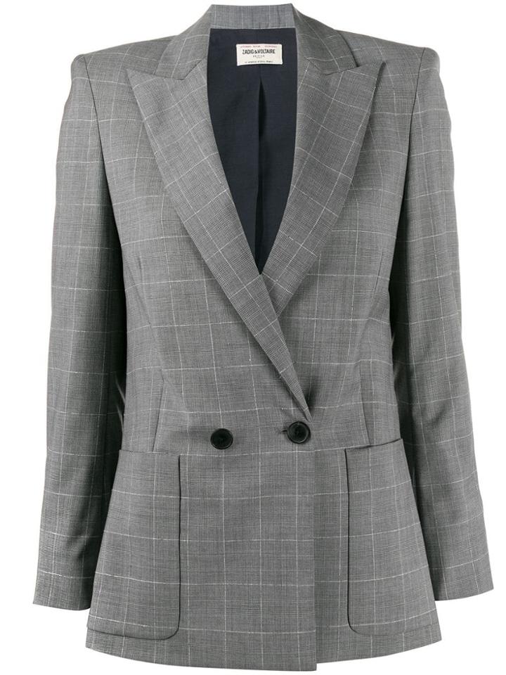 Zadig & Voltaire Double-breasted Check Blazer - Grey