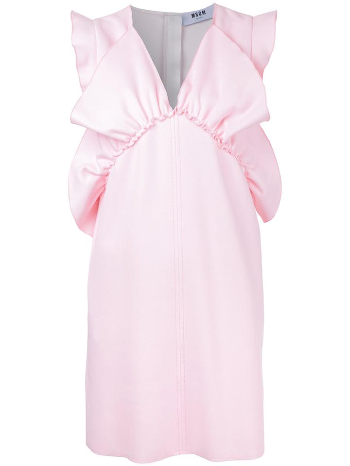 Msgm Ruffled Mini Dress, Women's, Size: 42, Pink/purple, Polyester/spandex/elastane/viscose