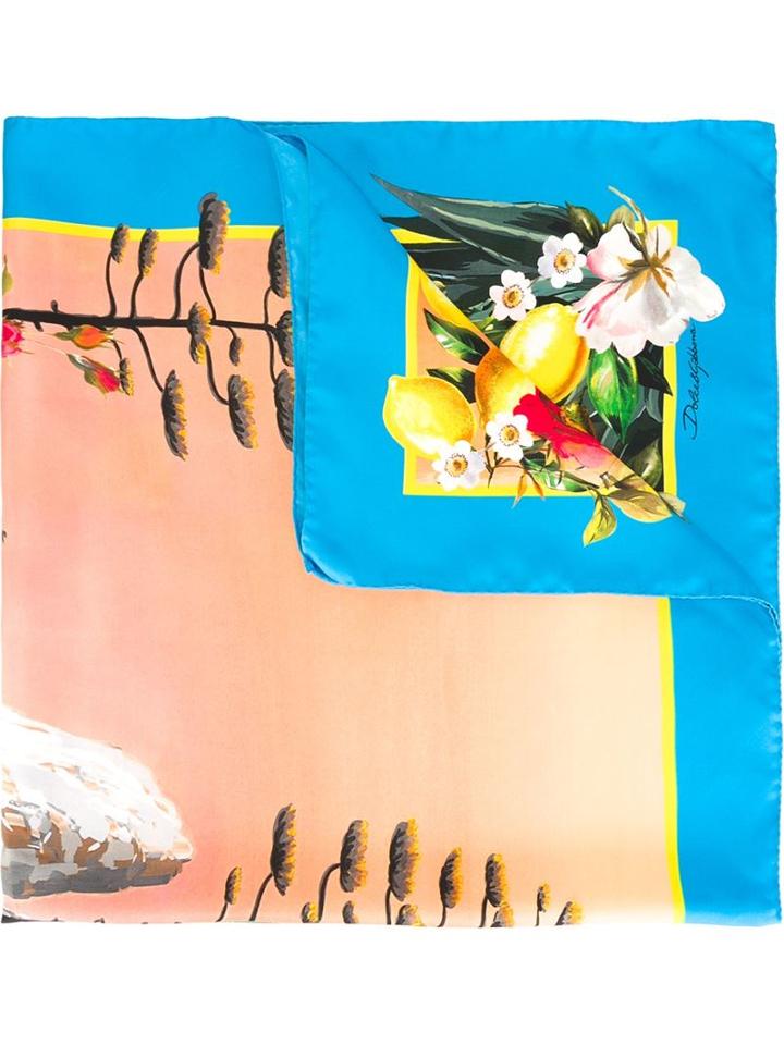 Dolce & Gabbana Capri Postcard Print Scarf, Women's, Silk