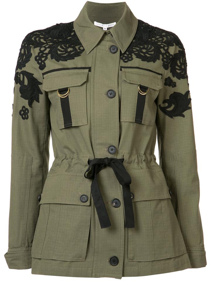 Veronica Beard Drawstring Fitted Jacket, Women's, Size: 2, Green, Cotton