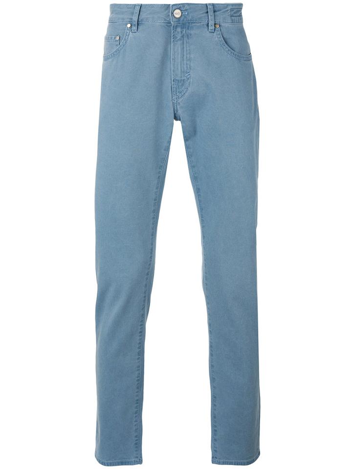 Pt05 - Plain Chinos - Men - Cotton/spandex/elastane - 38, Blue, Cotton/spandex/elastane