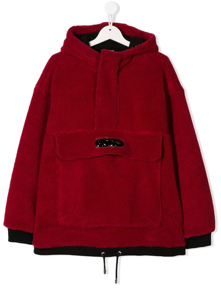 Gcds Kids Teen Central Pouch Pocket Hoodie - Red