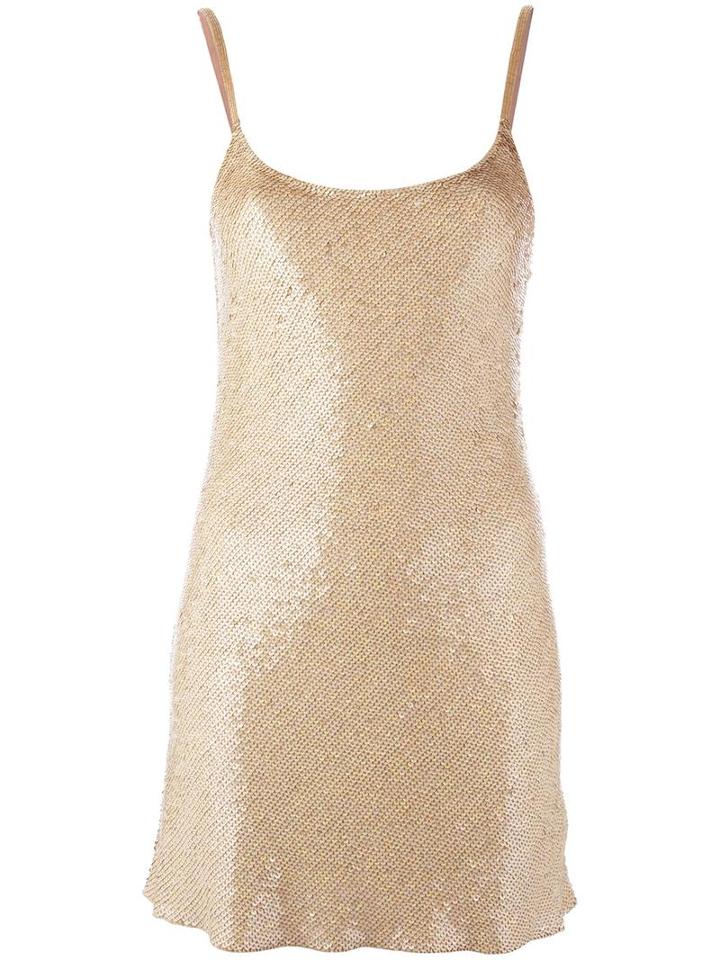 Ashish Sequined Slip Dress, Women's, Size: Small, Nude/neutrals, Silk/pvc