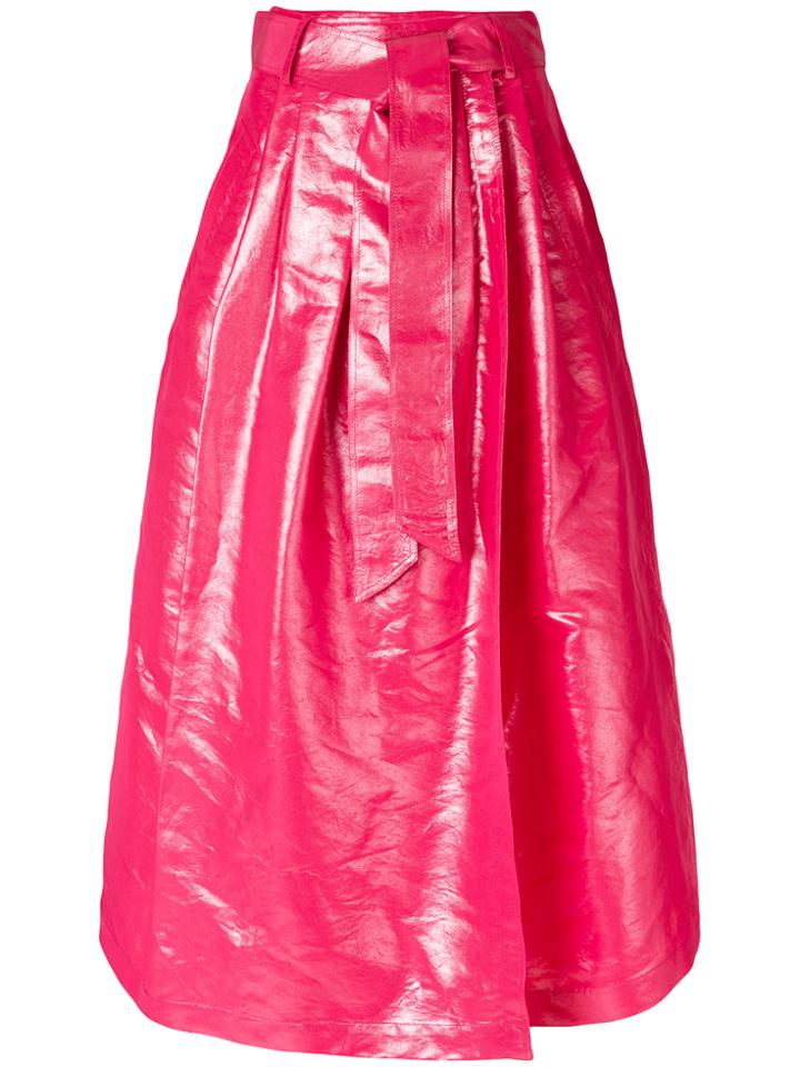 Dusan Pleated Long Skirt - Pink & Purple