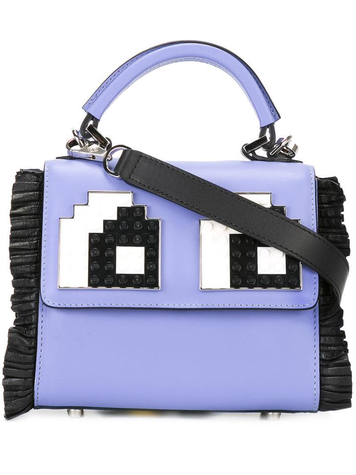 Les Petits Joueurs Eyes Micro Alex Shoulder Bag, Pink/purple, Calf Leather