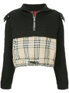 Andrea Crews Mixed Fabric Half Zip Hoodie - Black