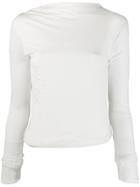 Rick Owens Lilies Ruched Asymmetric Top - White