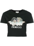 Fiorucci Vintage Angels Print Cropped T-shirt - Black