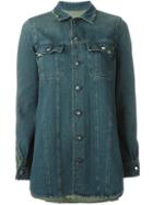 Mm6 Maison Margiela Distressed Denim Shirt, Women's, Size: 44, Blue, Cotton