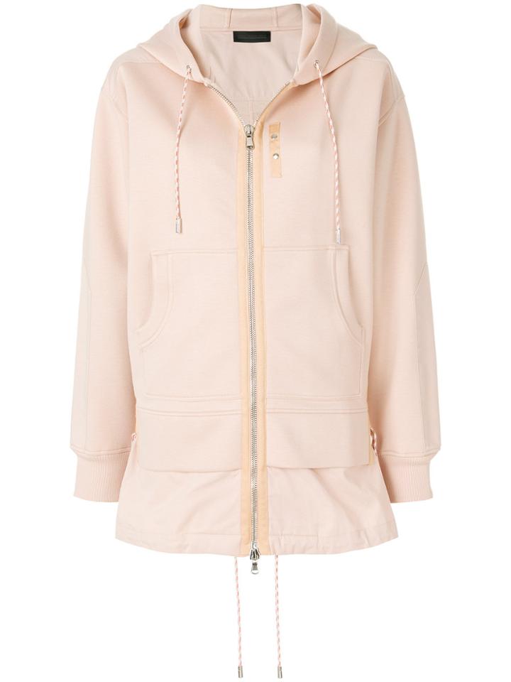 Diesel Black Gold Longline Layered Look Zip-front Hoodie - Nude &