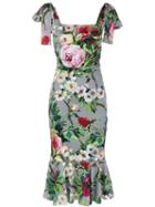 Dolce & Gabbana Floral Print Dress, Women's, Size: 46, Silk/spandex/elastane