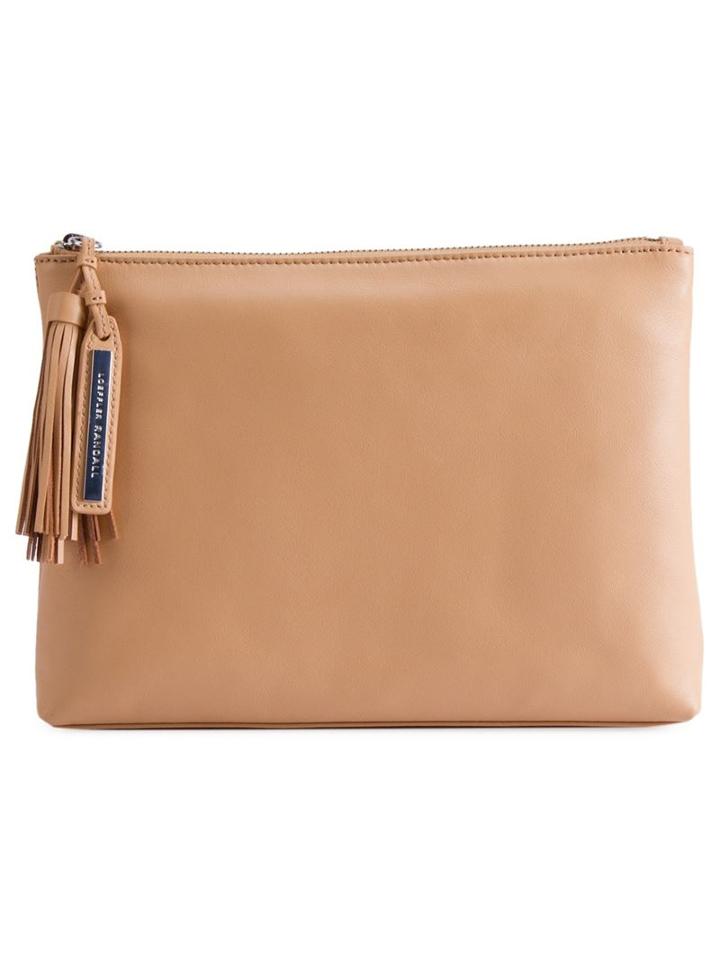 Loeffler Randall - Tassel Detail Zip Clutch - Women - Buffalo Leather - One Size, Brown, Buffalo Leather