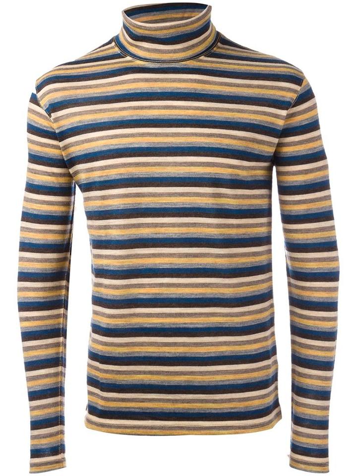 Junya Watanabe Comme Des Garçons Man Striped Roll Neck Jumper, Men's, Size: Small, Brown, Wool