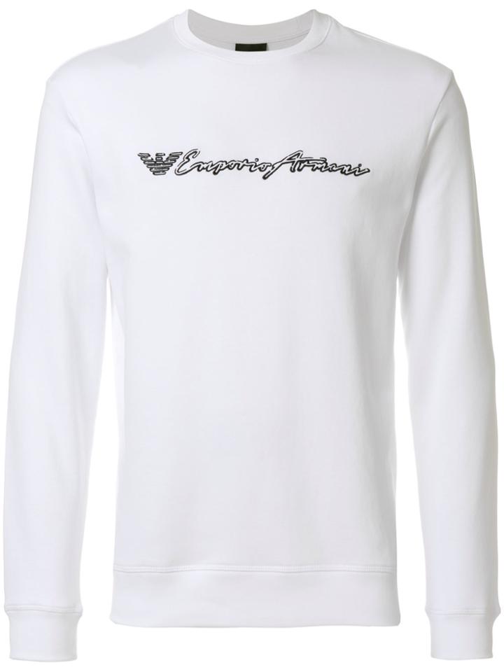 Emporio Armani Embroidered-logo Sweatshirt - White