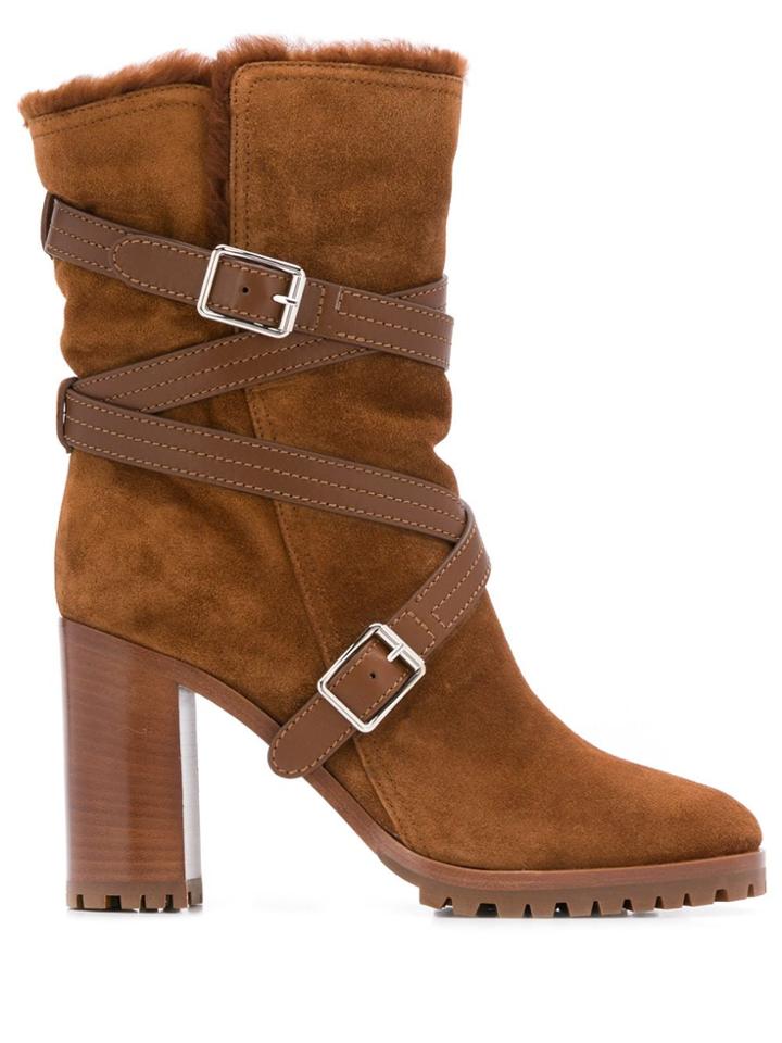 Gianvito Rossi Buckled Ankle Boots - Brown