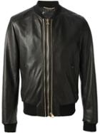 Dolce & Gabbana Leather Jacket, Men's, Size: 46, Black, Calf Leather/goat Skin/virgin Wool