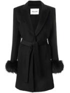 Ava Adore Pompelmo Racoon Fur Trim Coat - Black