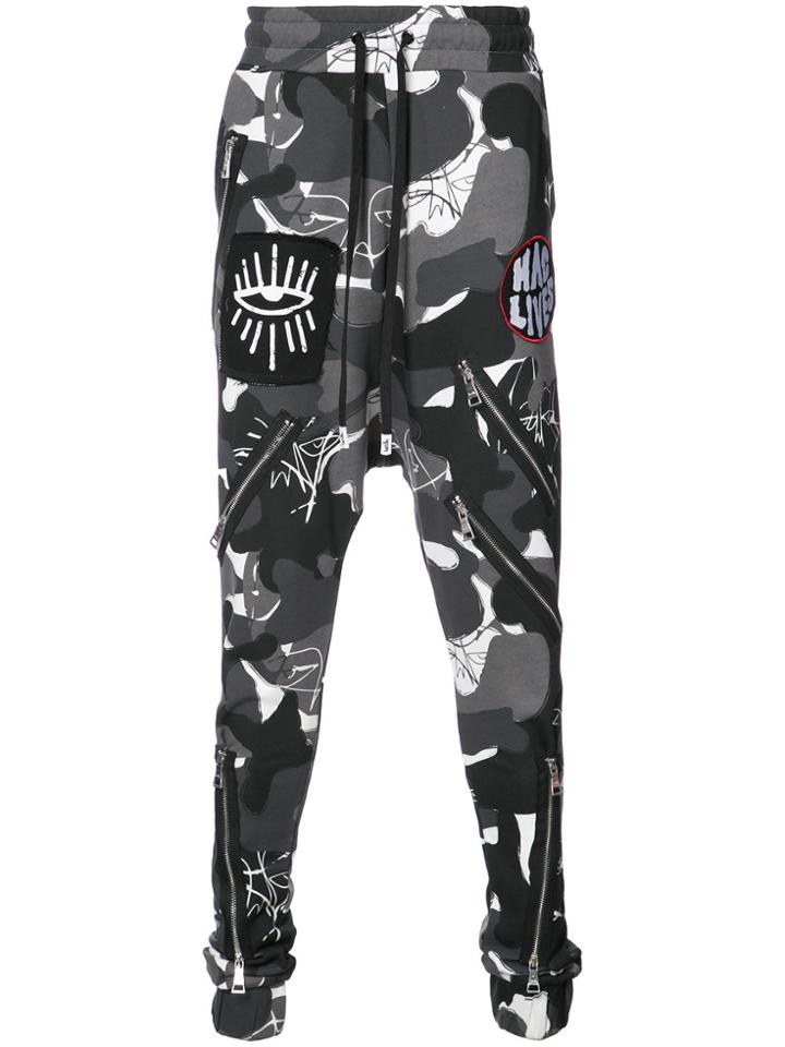 Haculla Drop-crotch Camouflage Joggers - Grey