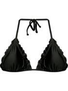 Skinbiquini Ruffled Trim Triangle Bikini Top, Women's, Size: P, Black, Polyester/spandex/elastane
