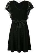 Red Valentino - Embroidered Flared Dress - Women - Polyamide/viscose/silk/spandex/elastane - Xs, Black, Polyamide/viscose/silk/spandex/elastane