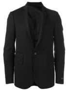 Les Hommes Quilted Elbow Blazer - Black